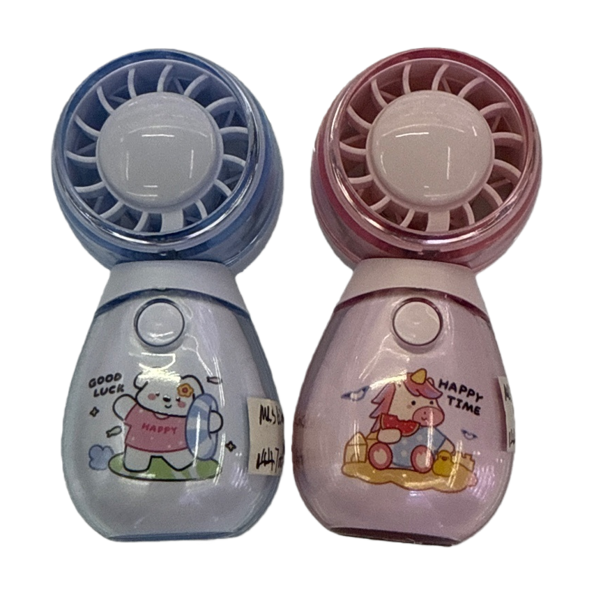 Cartoon-patterned portable small fan, USB charging, mini silent desktop, handheld dual-purpose Item Picture