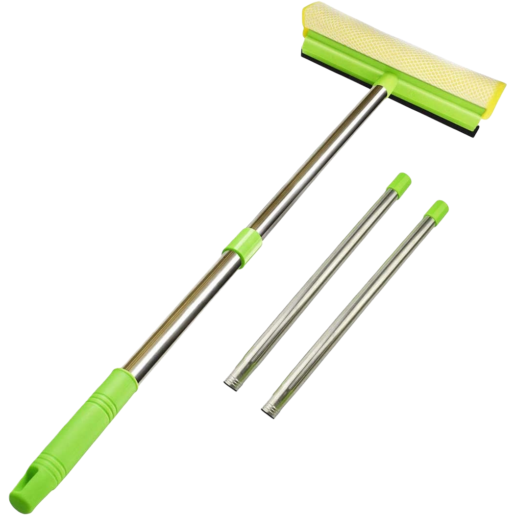Amazon four-section segmented stainless steel rod 2-in-1 sponge window scraper, double-sided glass wiper, water scraper, window cleaner, window scraper details Picture