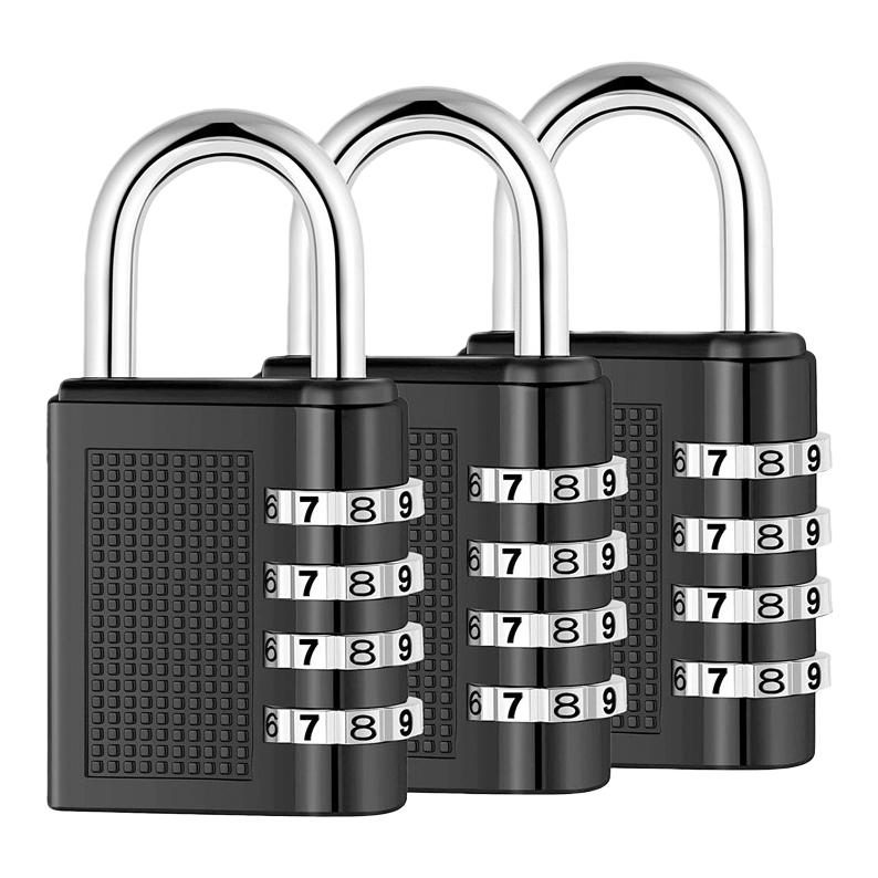 Black combination lock set, anti-theft combination lock, portable padlock, suitable for both home and office use Item Picture