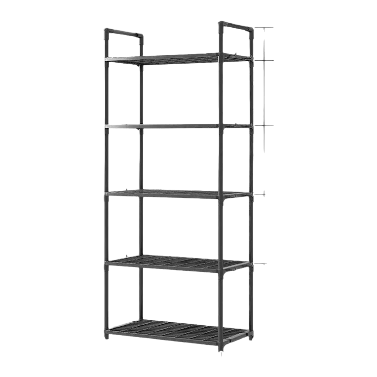 The main body of the black metal storage rack is thickened, with a stable load-bearing and multi-layer storage frame Item Picture