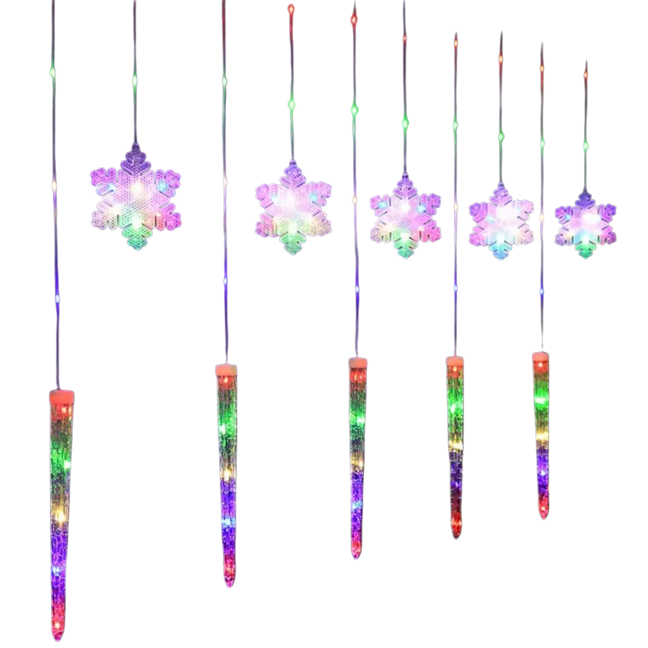 Colorful snowflake pendants with ice column light strings for festival decorative lighting sets Item Picture