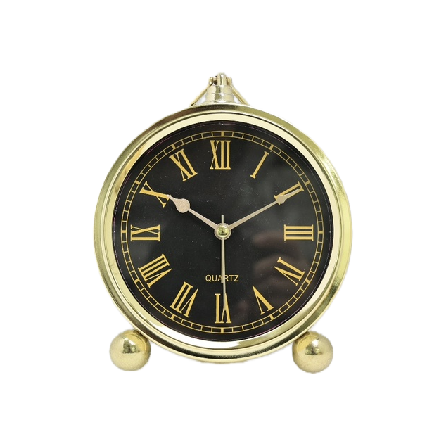 Retro golden frame, black dial alarm clock, mechanical pendulum clock, bedroom and living room decoration Item Picture