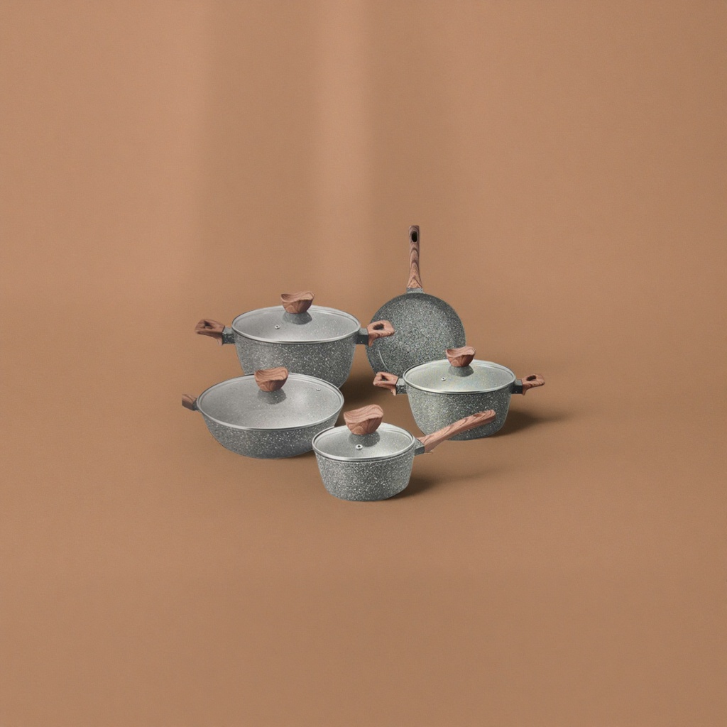 Kitchen utensils and cookware set: Non-stick pan, wok, soup pan and frying pan three-piece set Application Scenario