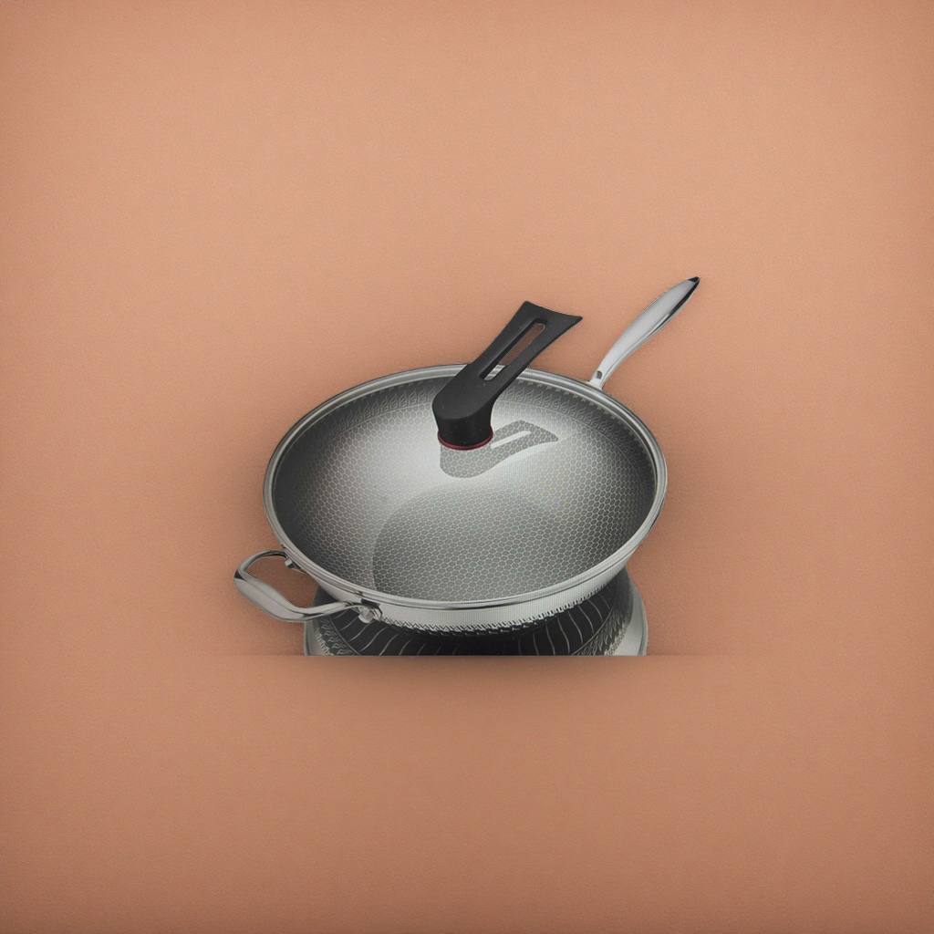 Stainless steel wok with glass lid for household frying, stir-frying, stewing and boiling utensils set Specification image