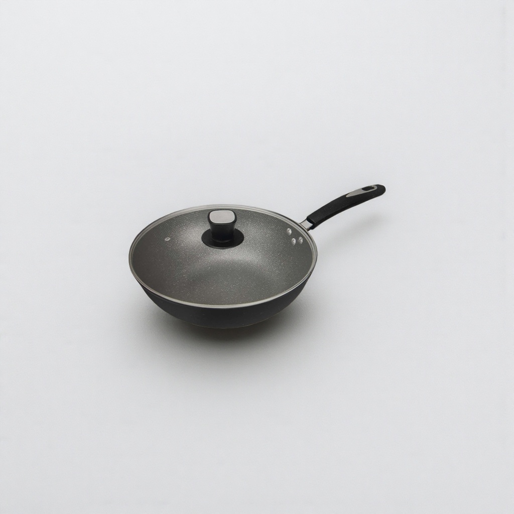Black non-stick pan, household wok, frying pan, stewing pan, multi-functional cookware, 32cm