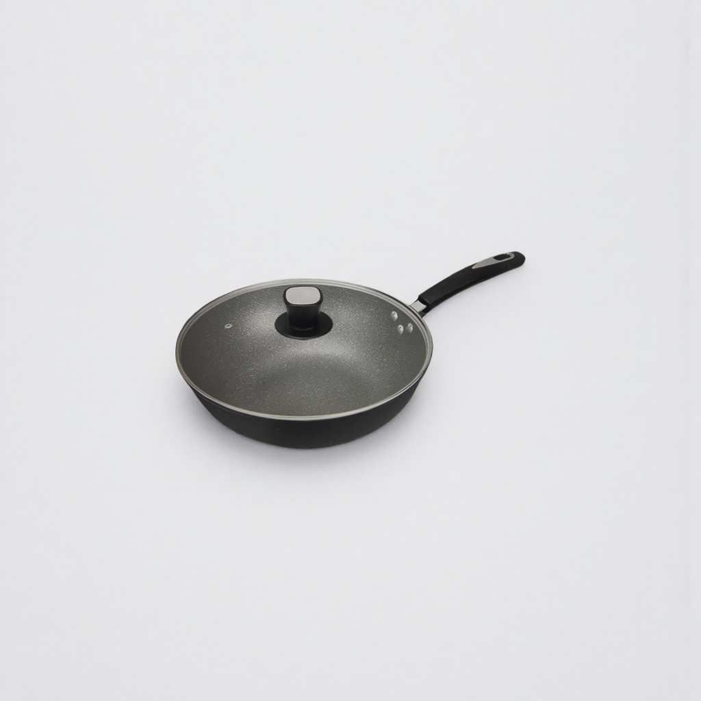 Black non-stick pan, household wok, frying pan, stewing pan, multi-functional cookware, 32cm details Picture