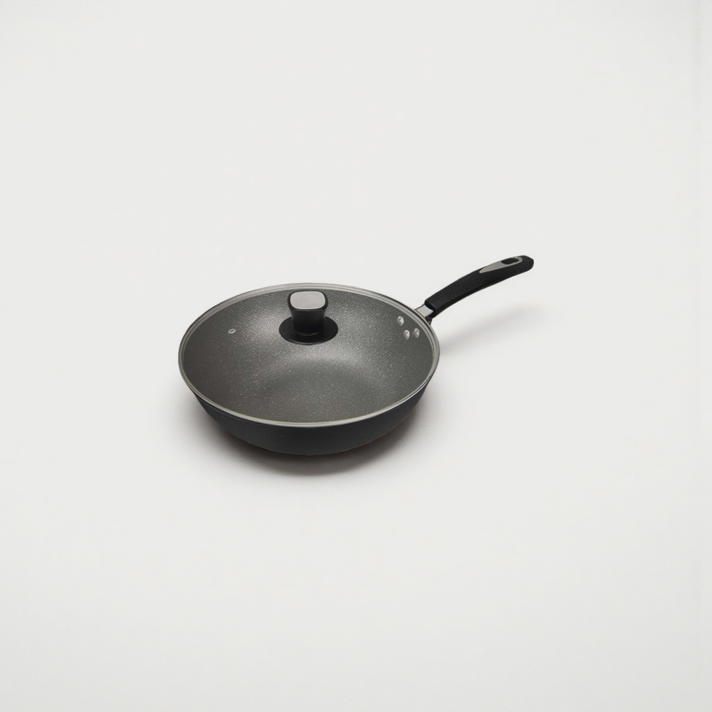 Black non-stick pan, household wok, frying pan, stewing pan, multi-functional cookware, 32cm Specification image