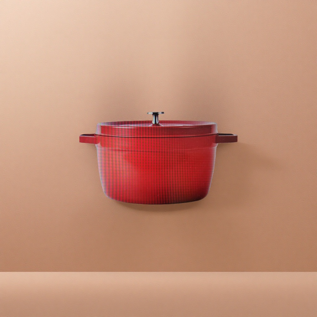 Red cast iron pot for household frying, stir-frying and stewing, 30cm thickened uncoated health pot