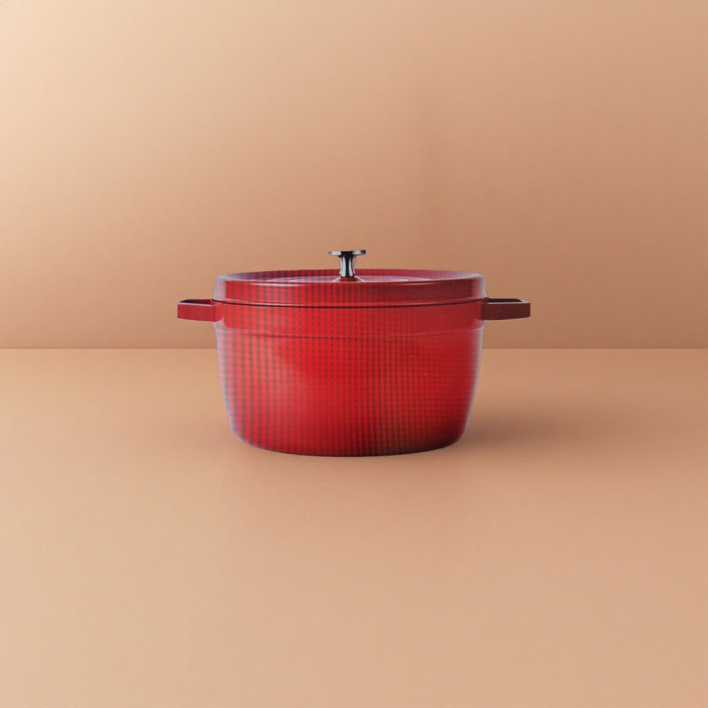 Red cast iron pot for household frying, stir-frying and stewing, 30cm thickened uncoated health pot Specification image