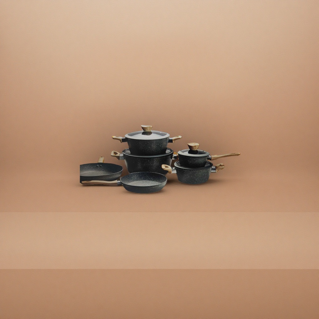 Black non-stick pan set: 30cm wok +24cm frying pan +18cm milk pan three-piece set details Picture