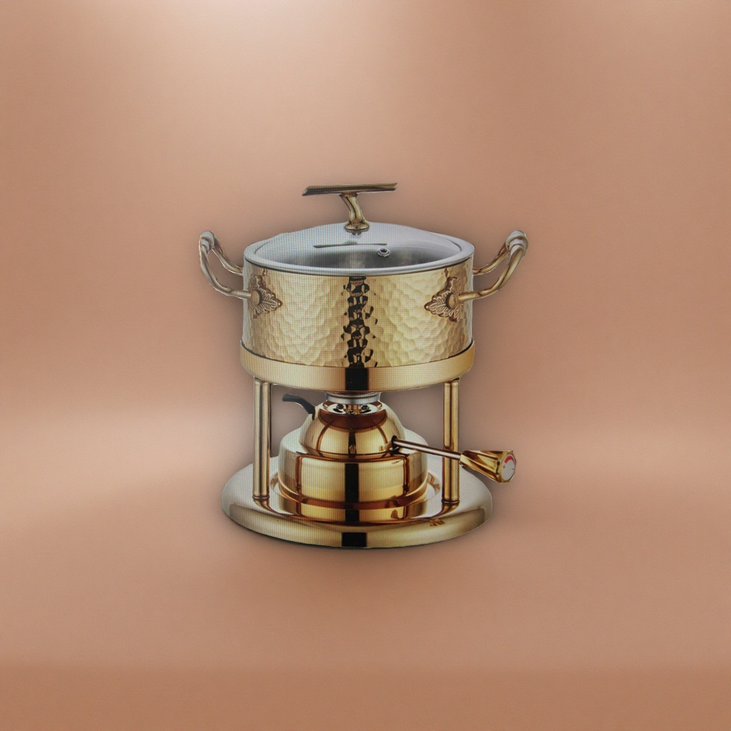 Golden copper hot pot stove, household split copper pot gas stove set details Picture