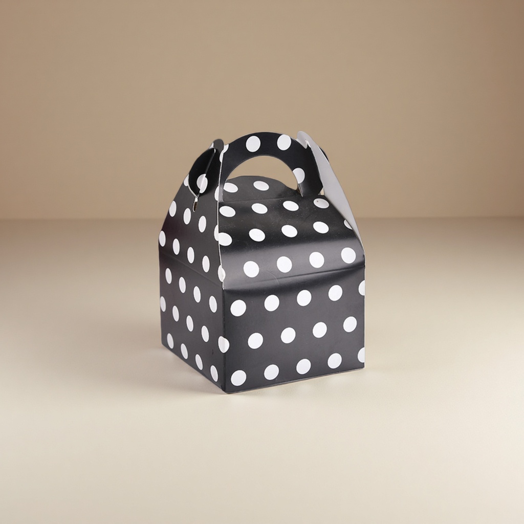 The black polka dot pattern hand-held box gift packaging box is simple, fashionable and portable
