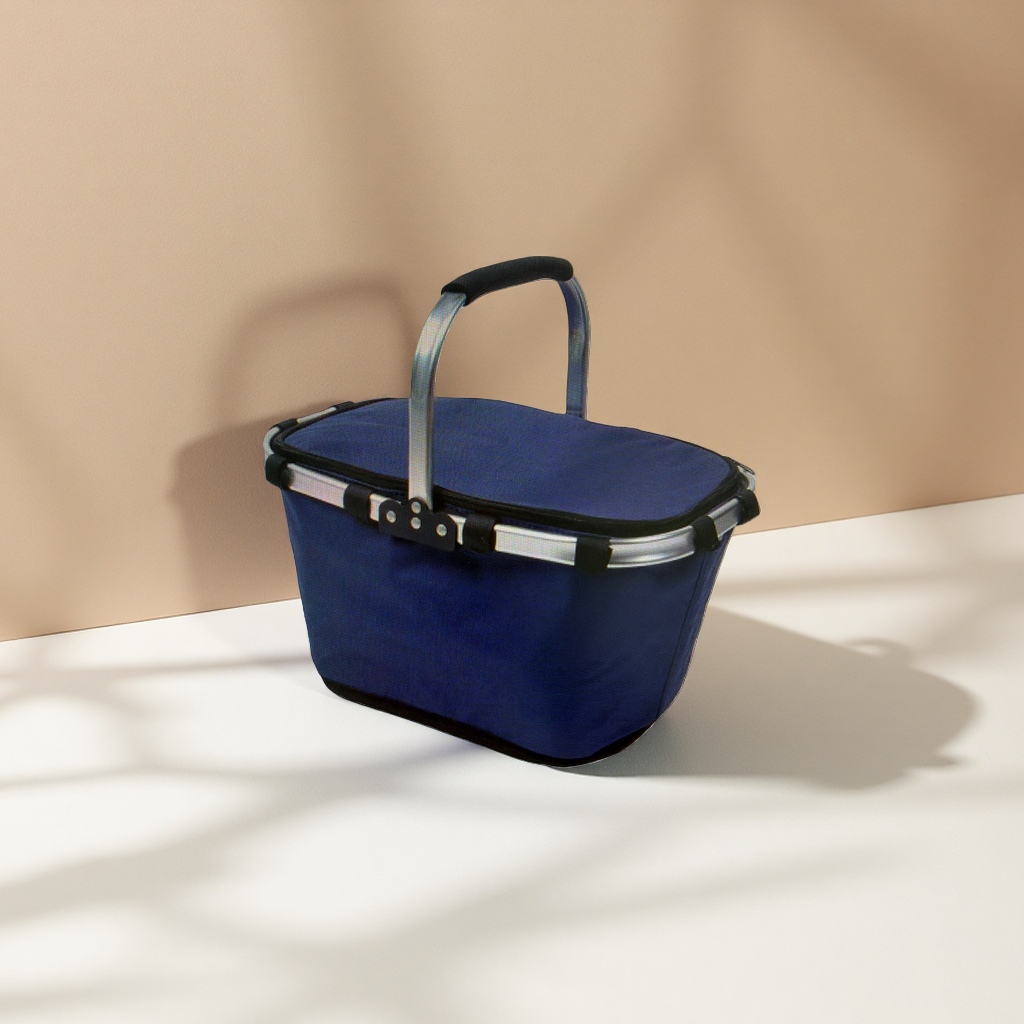 The blue portable refrigerated basket keeps warm and cold for outdoor picnics, cars and home use