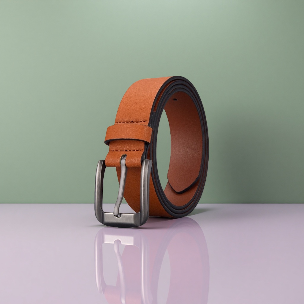 The orange genuine leather men's belt is fashionable and versatile with an automatic buckle Application Scenario