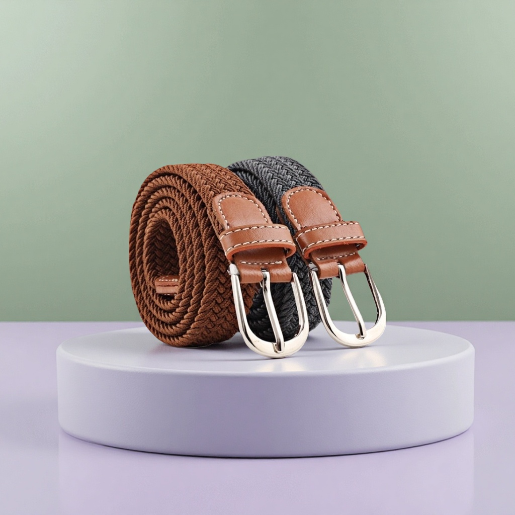 A simple and versatile men's woven leather belt with adjustable width of 3.5cm Application Scenario