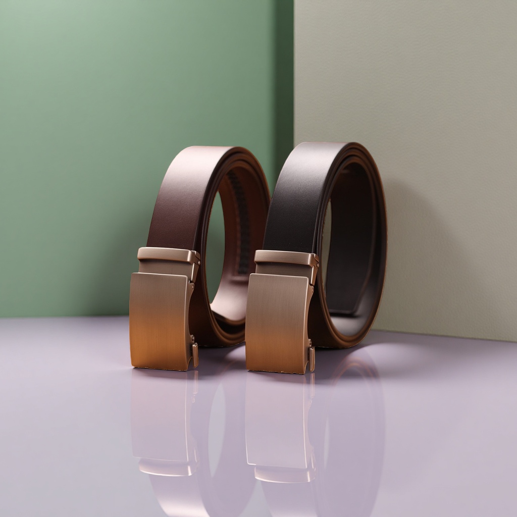 Leather men's automatic buckle belt, 3.5cm wide, black and brown available, adjustable from 100cm to 130cm Application Scenario