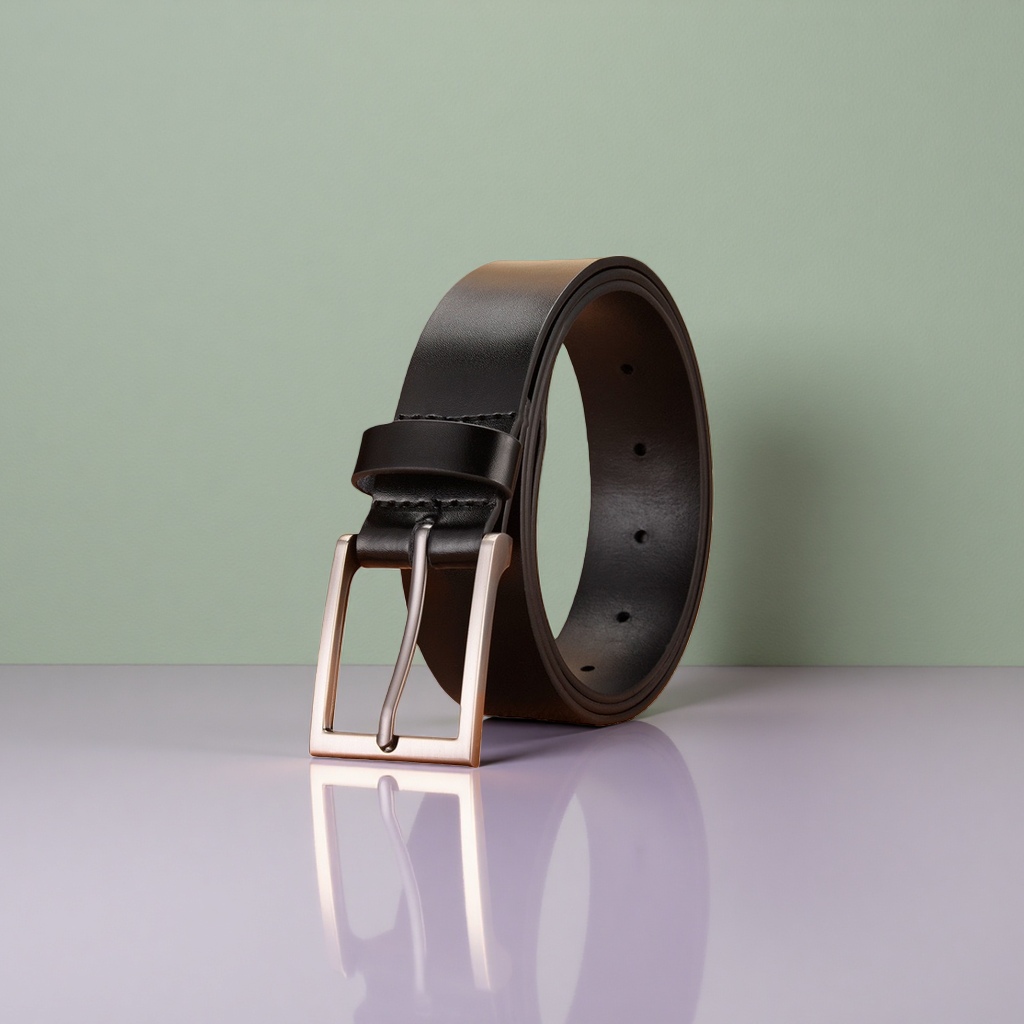 Black genuine leather men's belt, 3.5cm wide, automatic buckle business casual belt Application Scenario