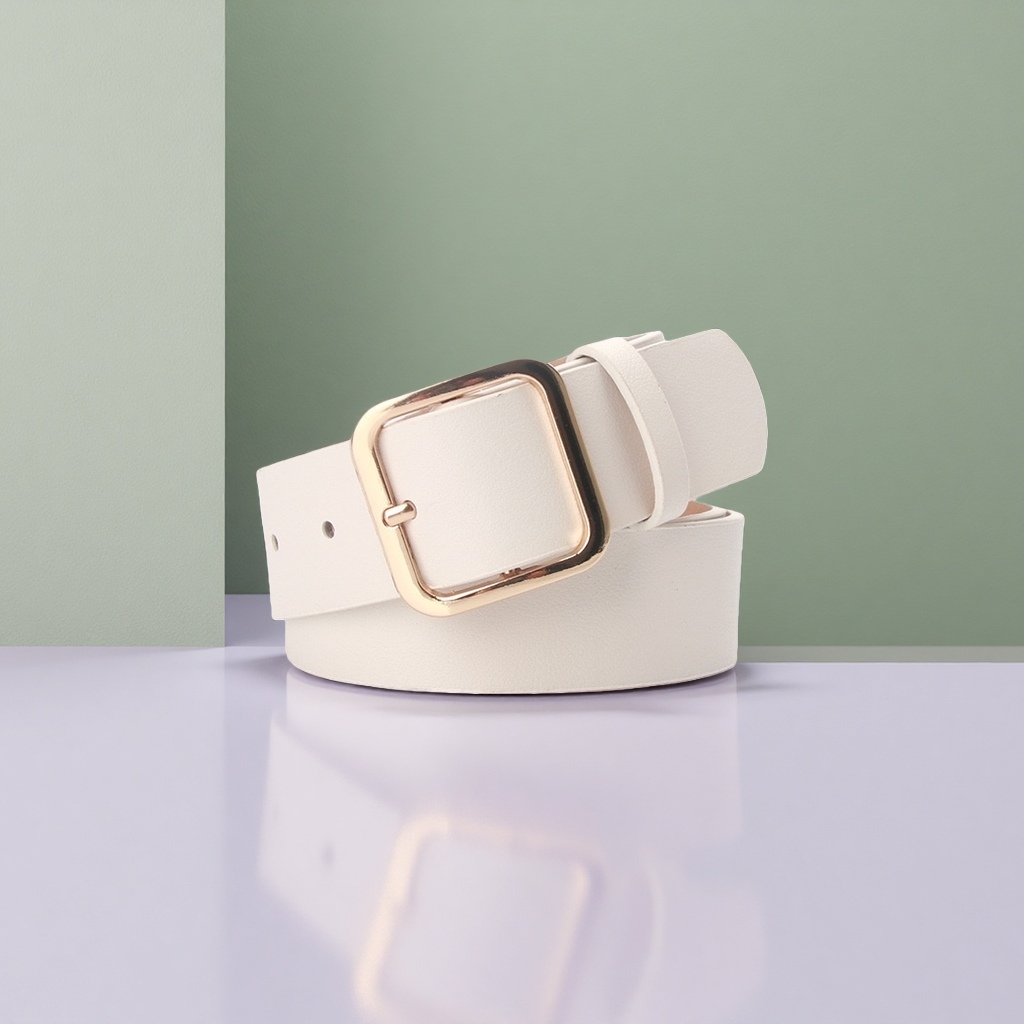 The white genuine leather men's belt is a simple, versatile and fashionable business casual belt