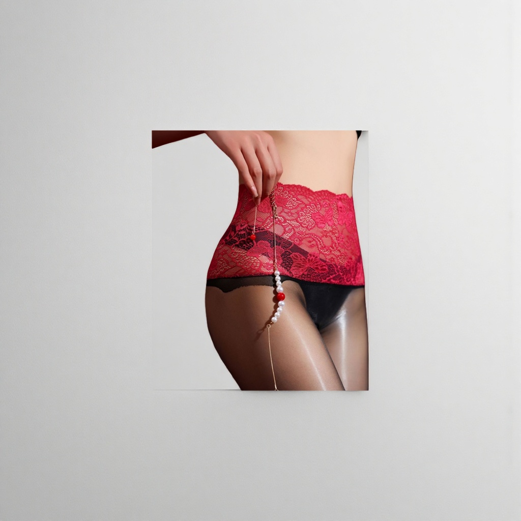 红色蕾丝腰封+女性腰部特写产品图