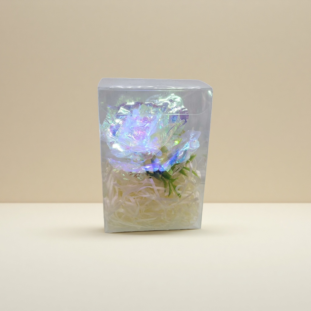 发光玫瑰花透明盒装花艺摆件创意家居装饰永生花礼盒