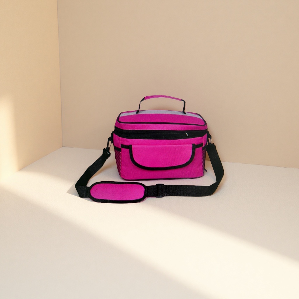 The pink insulated bag is a portable heat-insulating and heat-preserving bag with foldable storage capacity Application Scenario