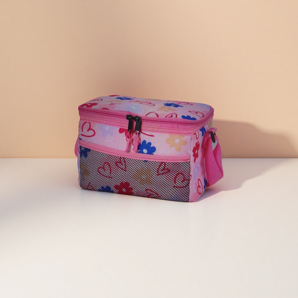 Pink floral heart-shaped pattern cosmetic bag, portable toiletry and storage bag for ladies Specification image