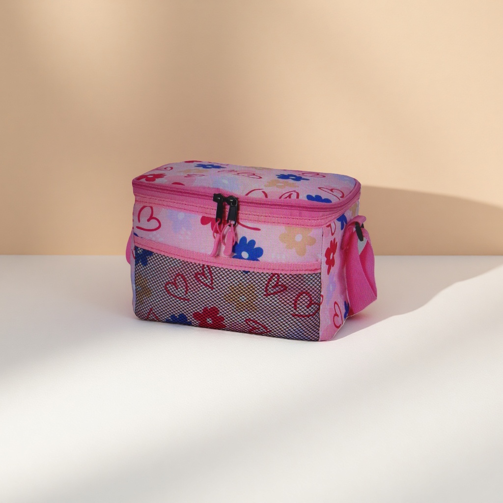 Pink floral heart-shaped pattern cosmetic bag, portable toiletry and storage bag for ladies Application Scenario