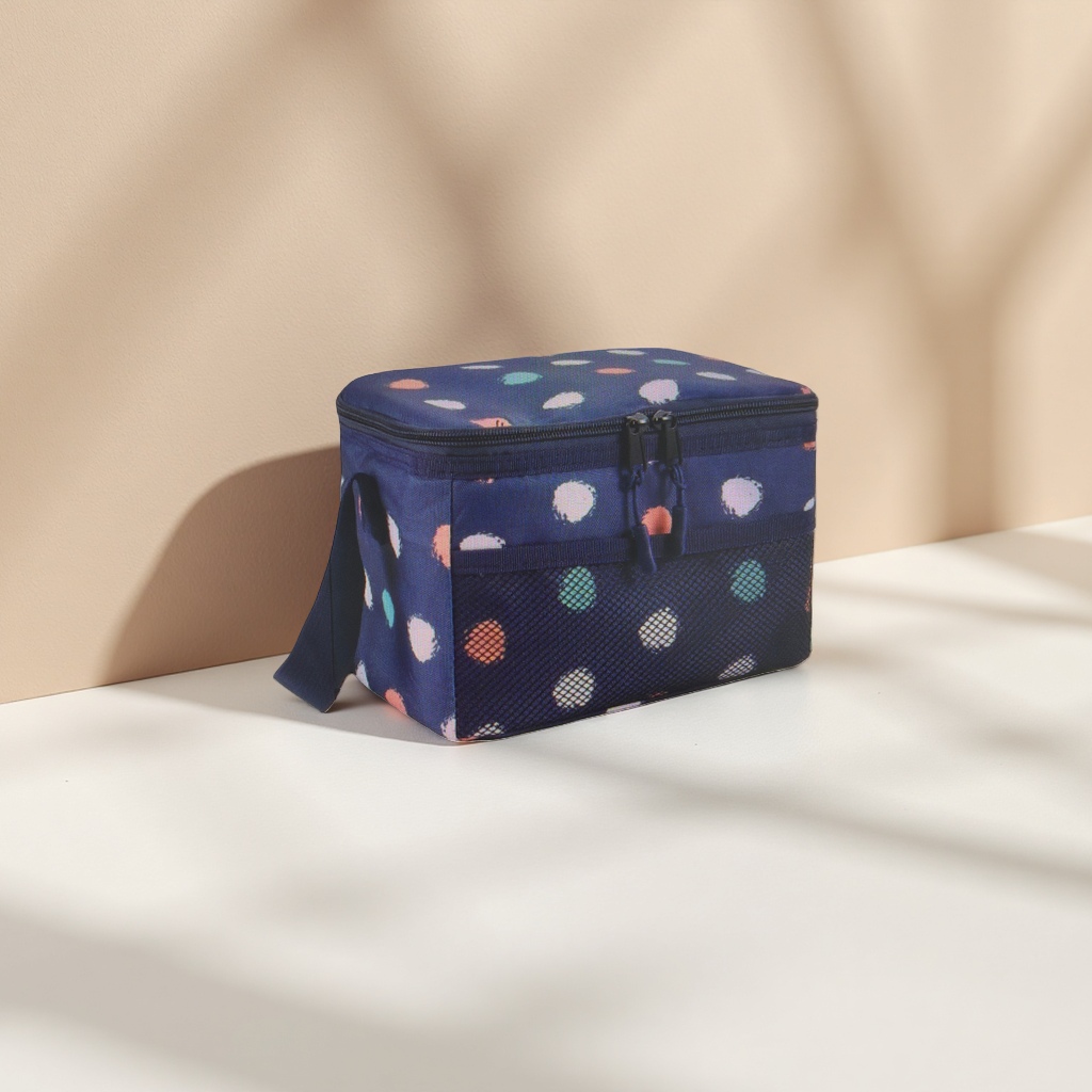 Blue polka dot pattern storage bag, large-capacity portable makeup, toiletries and organization bag Application Scenario