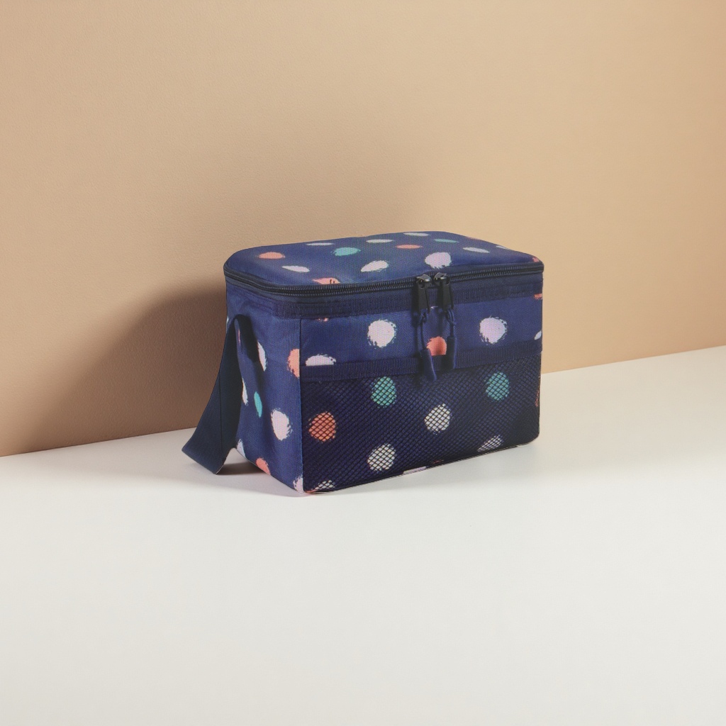 Blue polka dot pattern storage bag, large-capacity portable makeup, toiletries and organization bag