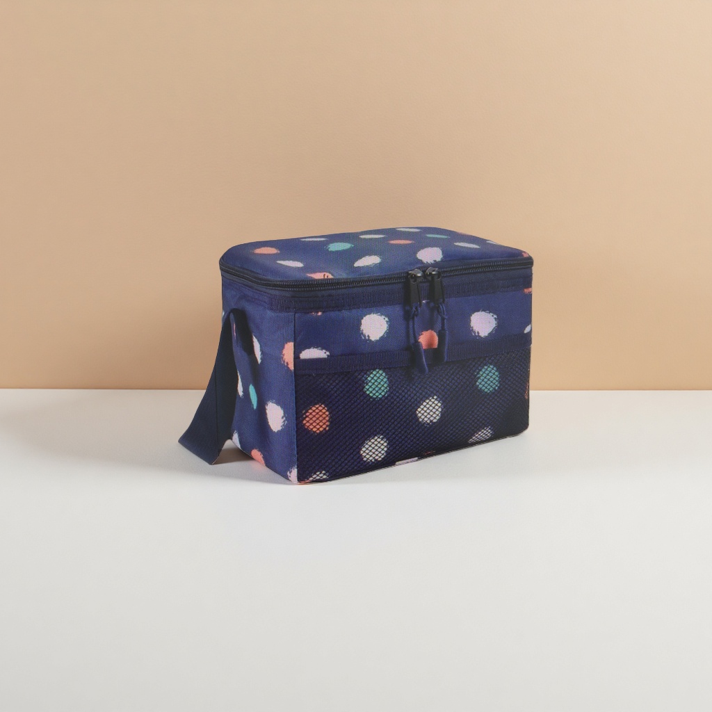 Blue polka dot pattern storage bag, large-capacity portable makeup, toiletries and organization bag Specification image