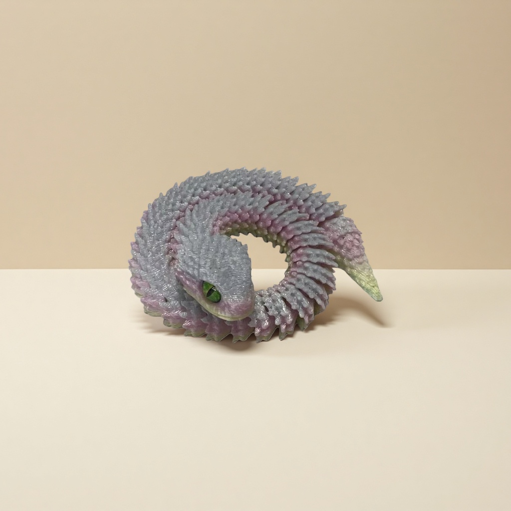 粉色灰色相间鳞片蛇形生物主体模型摆件