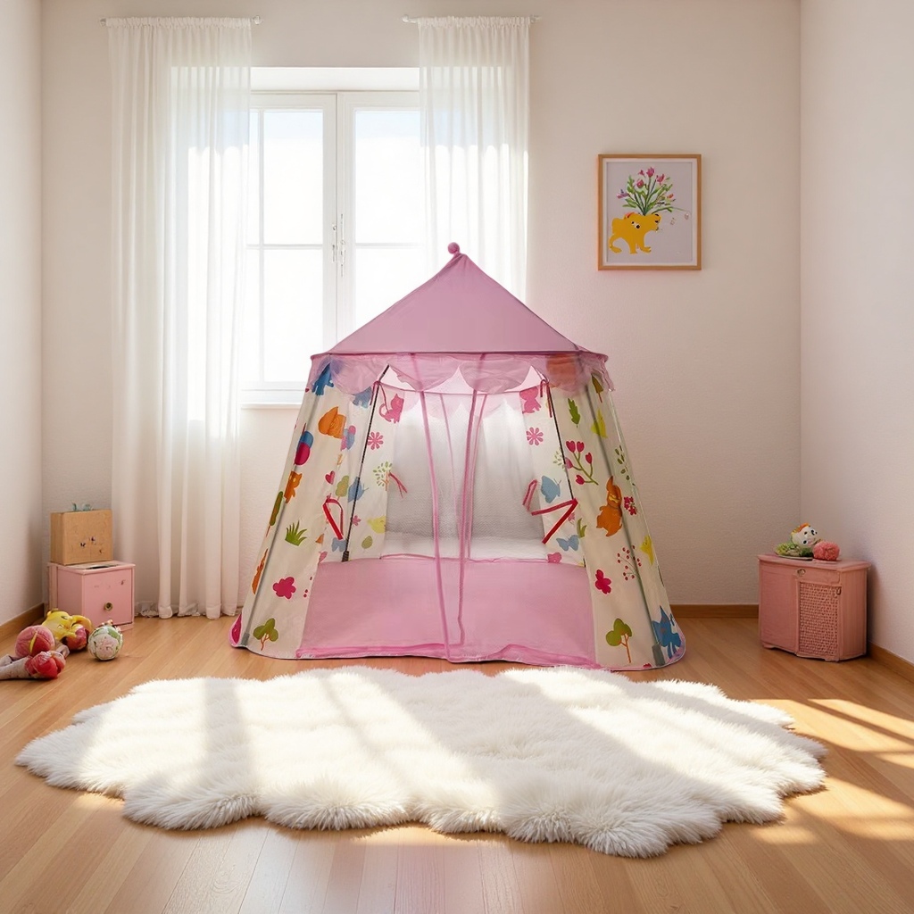 The pink children's tent "Little Princess" portable game house is suitable for both indoor and outdoor use Specification image
