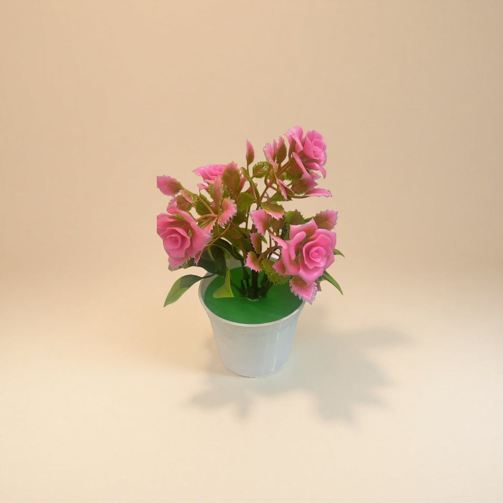 粉色玫瑰花+人造花盆栽产品图