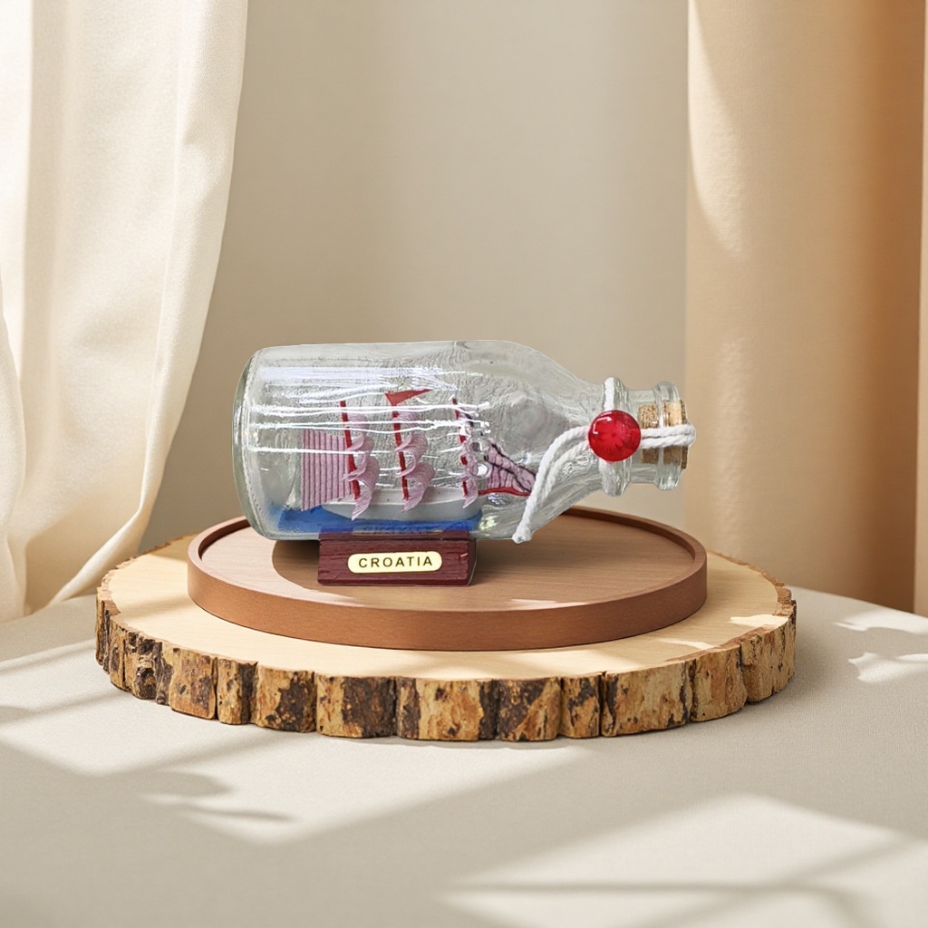 Handcrafted ship models in bottles, glass covers, decorative ornaments, home and office decor