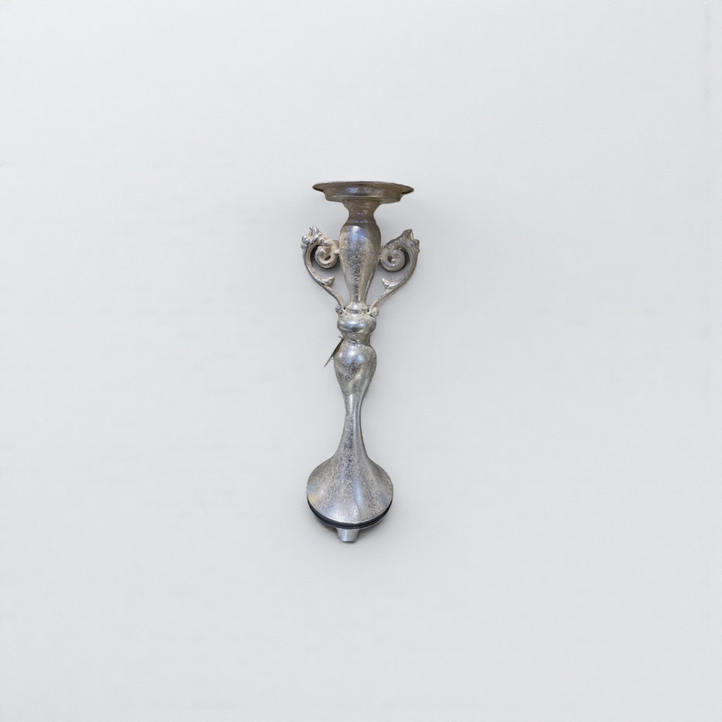 Retro silver candlestick, a metal-textured home decoration item, candle stand