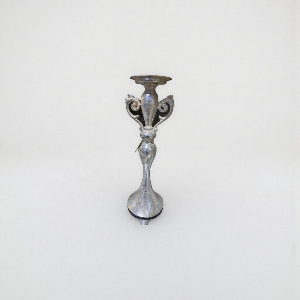 Retro silver candlestick, a metal-textured home decoration item, candle stand details Picture