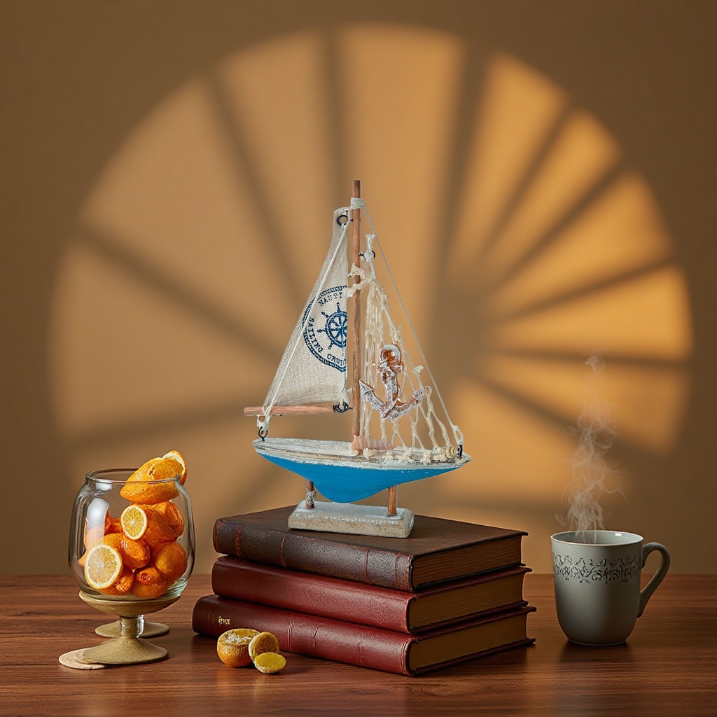 Sailboat model decorative items, living room and study table ornaments, wooden and metal craft collection Specification image