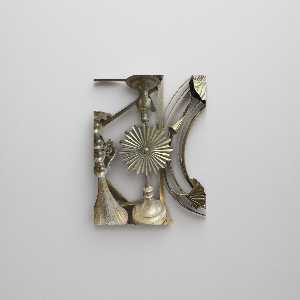 Golden decorative metal parts, metal ornaments, home ornaments, wall hangings details Picture