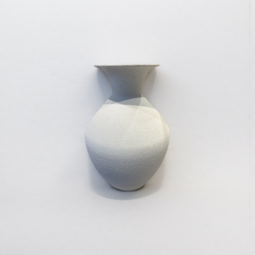 The main body of the white textured vase is a ceramic decorative item for the living room