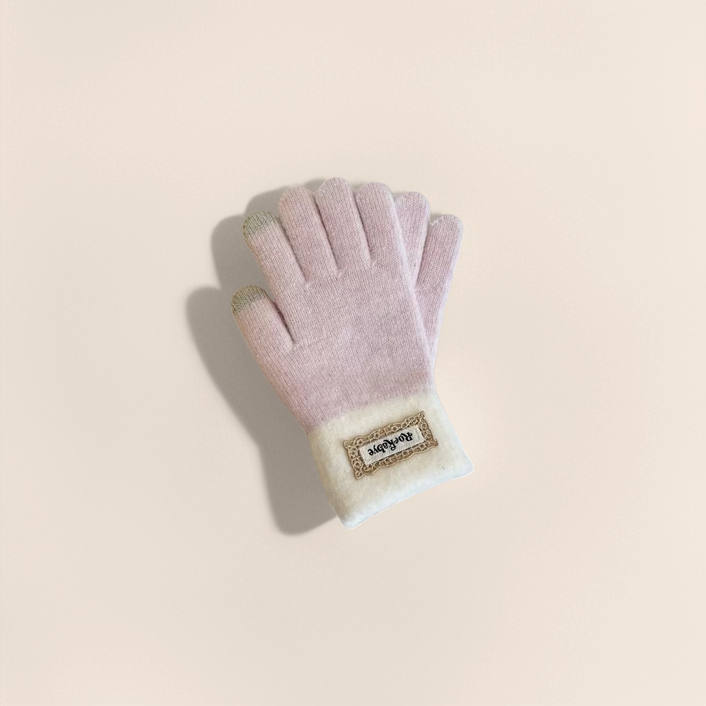 Guantes de lana rosa mujer otoño invierno caliente punto antideslizante pantalla táctil engrosado peluche Specification image