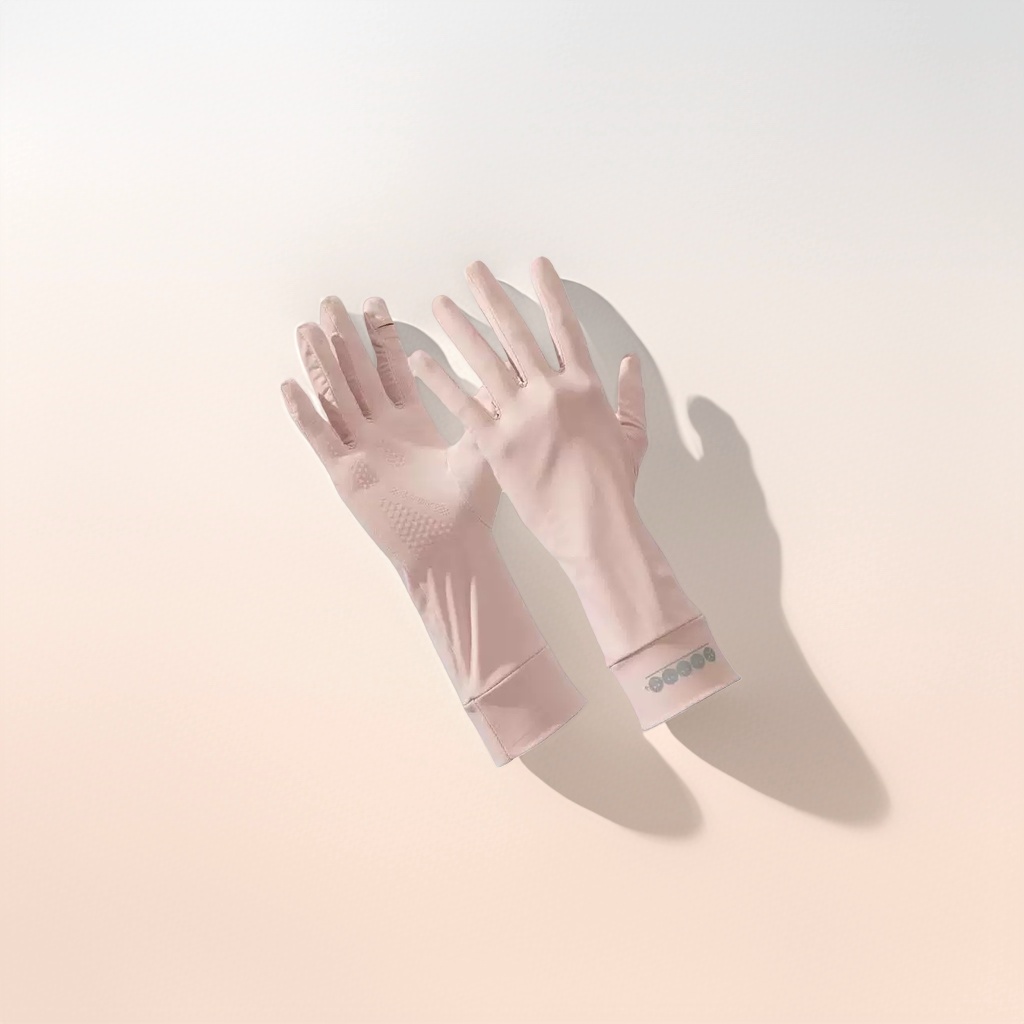 Pink sun-protective gloves, thin hand gloves for women