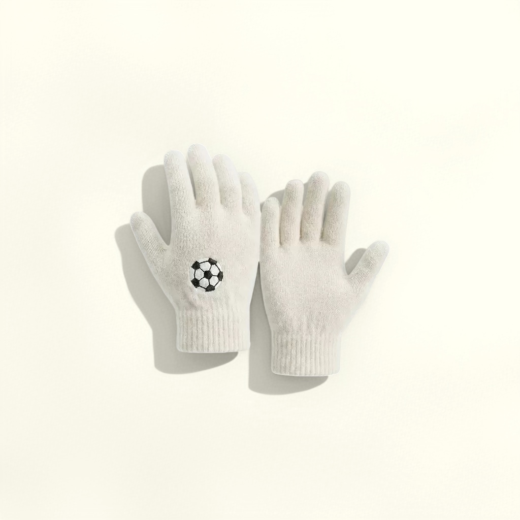 White knitted gloves are warm and anti-slip thin hand care products for women in autumn and winter