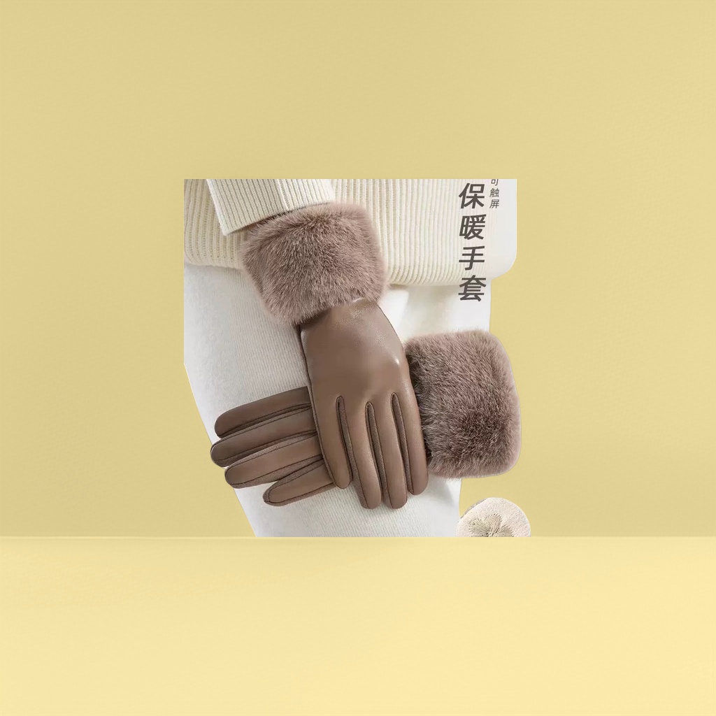Thickened warm gloves, unisex cold-proof knitted gloves, winter outdoor cycling gloves