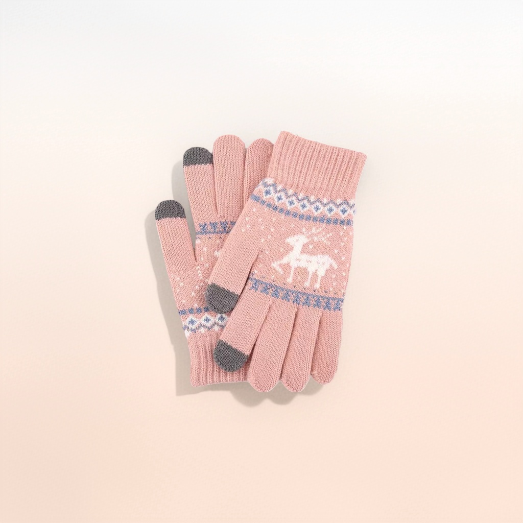 Guantes de punto rosa cuerpo suave y cálido para mujeres otoño invierno universal Specification image