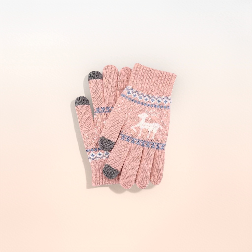 Guantes de punto rosa cuerpo suave y cálido para mujeres otoño invierno universal Application Scenario