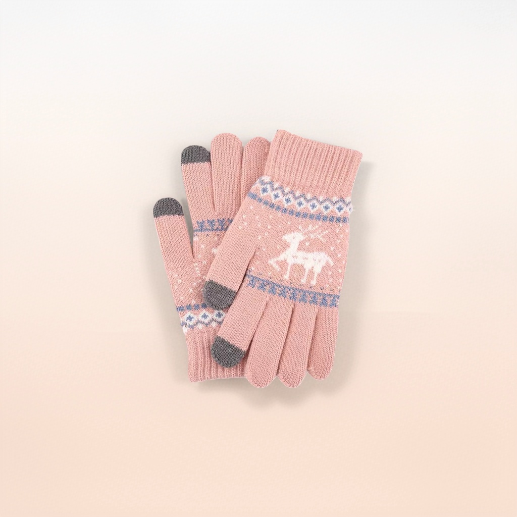 Guantes de punto rosa cuerpo suave y cálido para mujeres otoño invierno universal details Picture