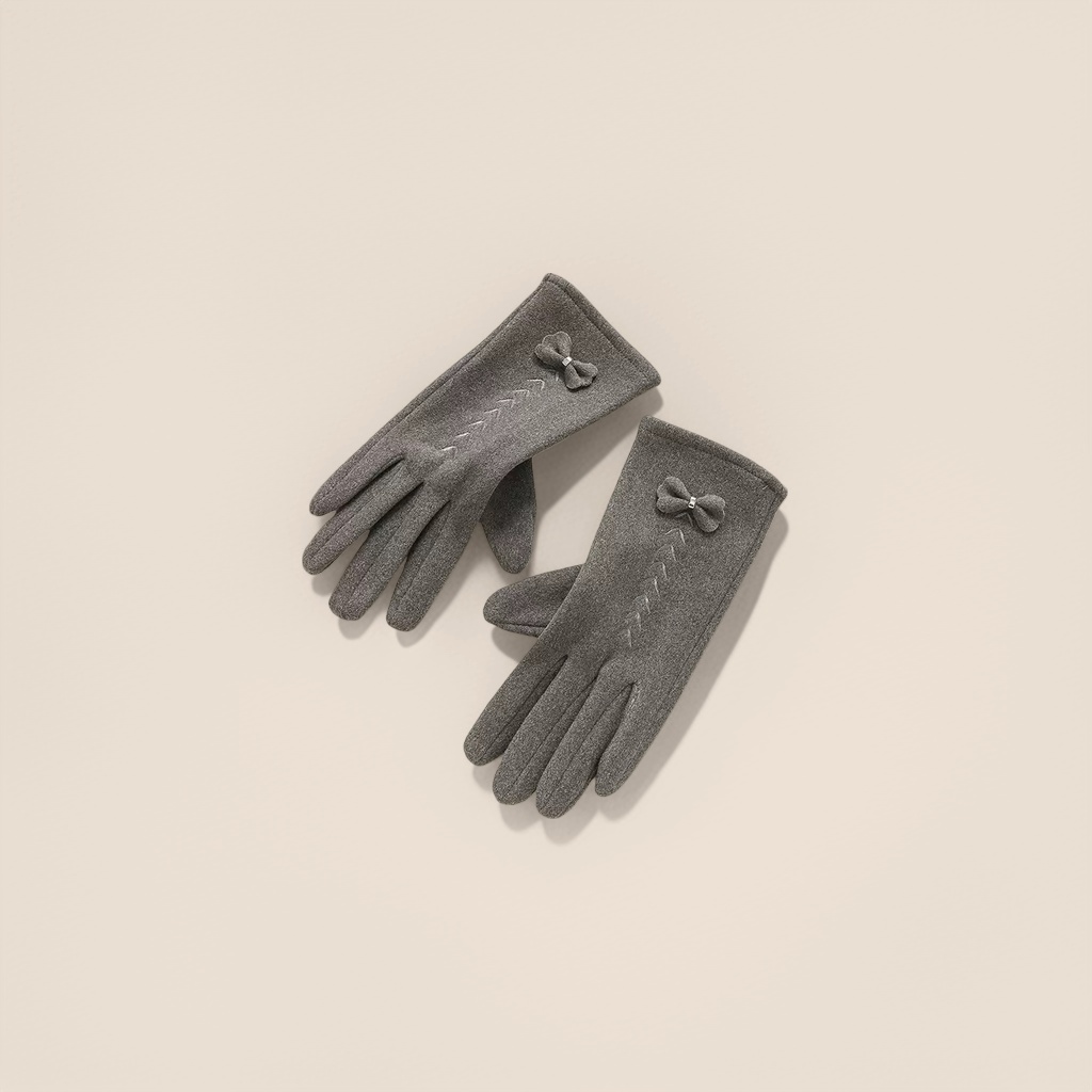 Purple bow decorated gloves, fashionable lace warm gloves for ladies Application Scenario