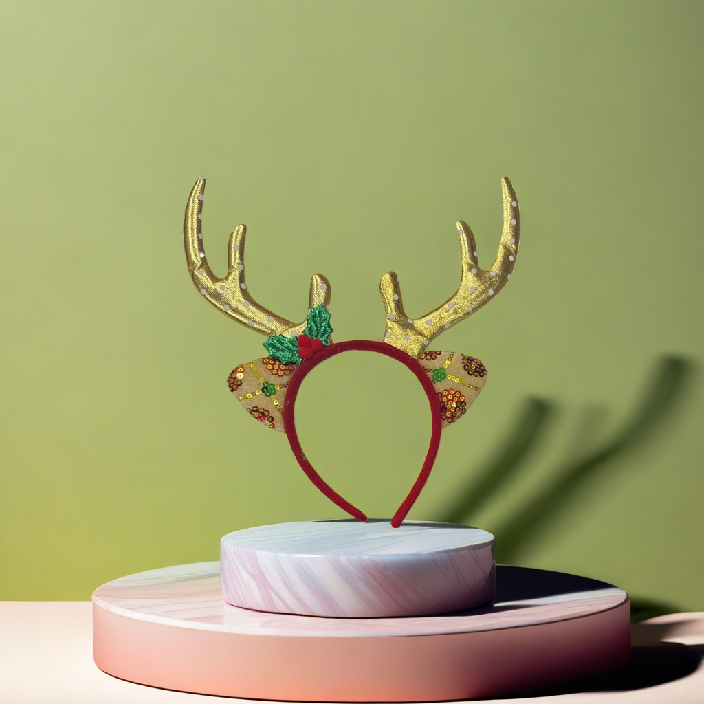 Christmas antler headband, cute plush hair accessory for ladies, festive party decoration headwear Application Scenario