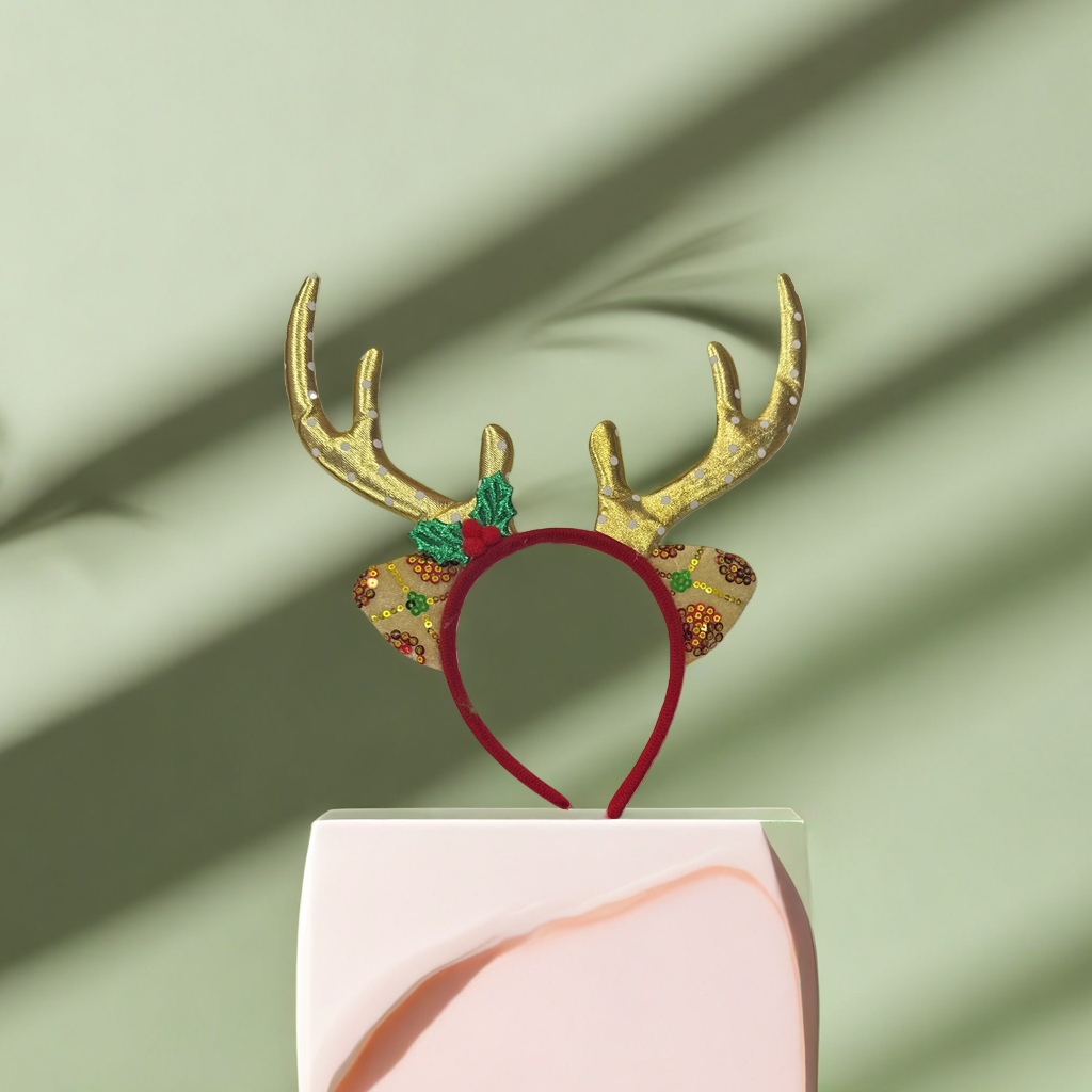 Christmas antler headband, cute plush hair accessory for ladies, festive party decoration headwear Specification image