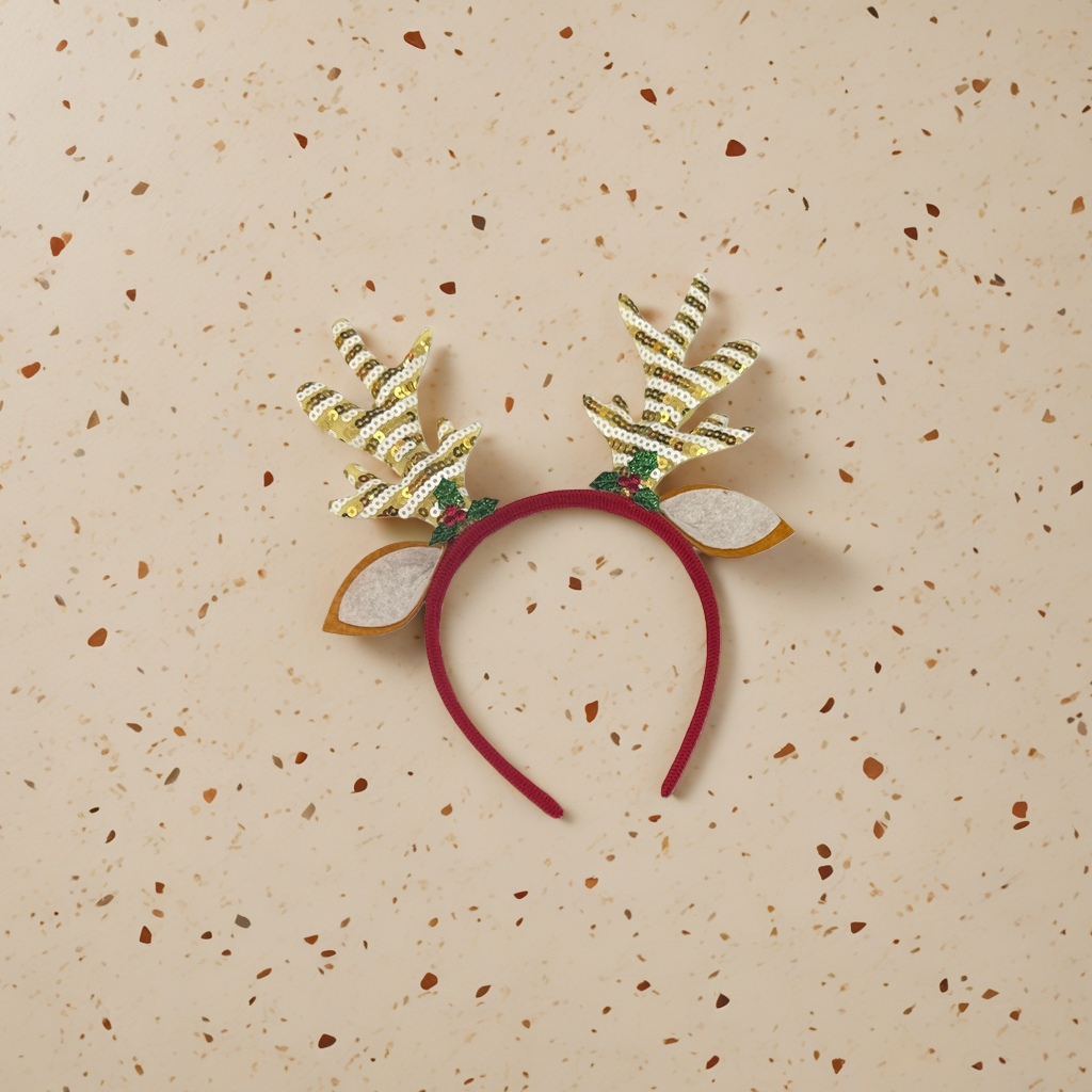 Plush Christmas antler headband for girls and adults, a festive photo and party decoration headwear